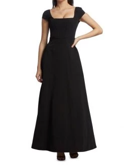 STAUD Lotus Cap-Sleeve A-Line Gown -STAUD popular shop unnamed file 966