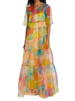 STAUD Hyacinth Tiered Abstract-Print Maxi Dress -STAUD popular shop unnamed file 998